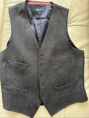 J. Crew Men's Herringbone Wool Vest - Charcoal